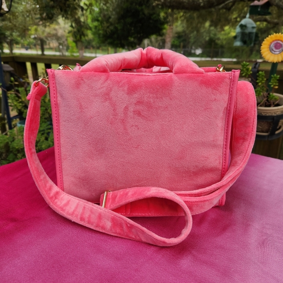 Juicy Couture Pink Velvet With Assorted Tiny Studes 9.5" Wide x 8"Deep - Picture 3 of 12